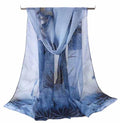 Xyueanlo Women's Chiffon Scarf Lightweight Scarves Fashion Elegant Floral Print Scarfs Shawls - color: Lotus Blue