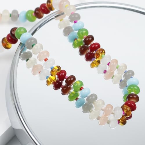 Boho Beaded Necklace for Women, Colorful Natural Stone Choker Necklace, Summer Beach Bead Necklaces Handmade Jewelry Birthday Gifts - color: 8MM