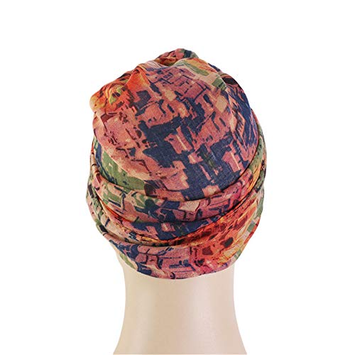 Qianmome Womens Big Flower Turban Beanie Elegant Cap Head Wrap Stretch Long Hair Scarf Headscarf - color: 4pieces-24-style 2