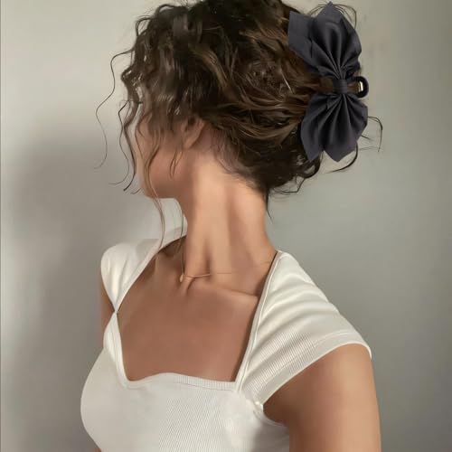 Bow Claw Clips Bow Hair Clips Black 2PCS Big Hair Bows for Women Butterfly Styling Large Hair Clips for Thick Hair for Girls Hair Accessories for Teen - color: 2PC-Black+Black Paisley