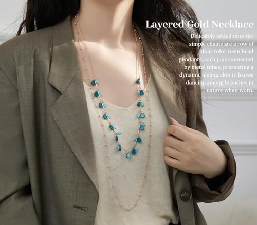 BULINLIN Layered Long Necklaces for Women Long Beaded Chain Necklace CostumeJewelry Mothers Day Gifts for Mom - color: Sea green