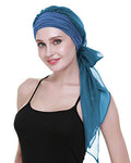 Chemo Headwear Turbans for Women Long Hair Head Scarf Headwraps Cancer Hats - color: Aquamarine Blue