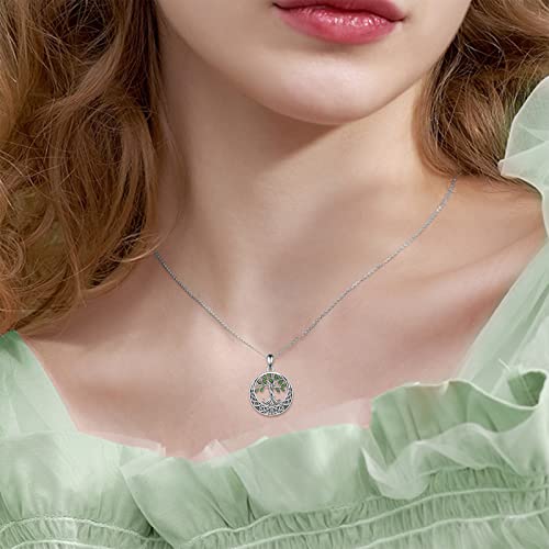 ONEFINITY Tree of Life Necklace 925 Sterling Silver Abalone Shell Celtic Knot Pendant Necklace for Women Jewelry - style: Green leaf tree of life