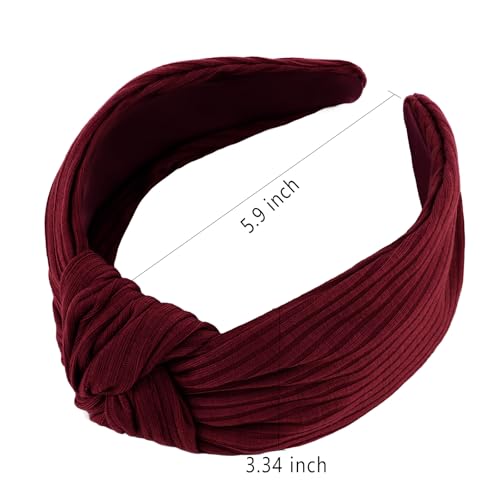 YISSION Wide Knotted Headbands for Women Non Slip Head Band Red Headband Fashion Top Knot Hairband Hair Accessories for Women Girls - color: Red