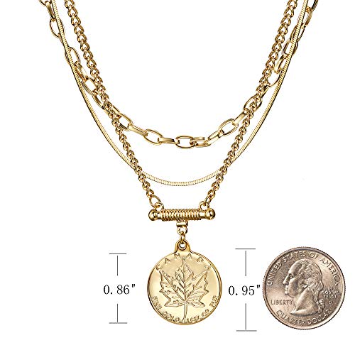 6PCS Layered Gold Necklaces for Women Trendy, 18K Gold Plated Cross Pendant Necklace Set, Vintage Chunky Gold Necklace Stack for Women Jewelry Gifts - style: 3PCS Layered Necklace