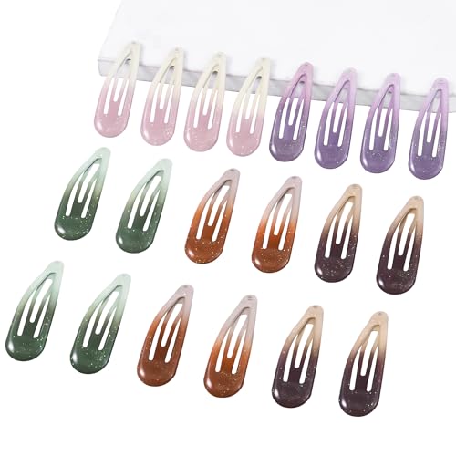 20 PCS Metal Snap Hair Clips Water Drop No Slip Barrettes for Women Bright Small Hair Clips For Thick And Thin Fine Hair,Multicolor,1.97 x 0.5 In. - color: Multicolor
