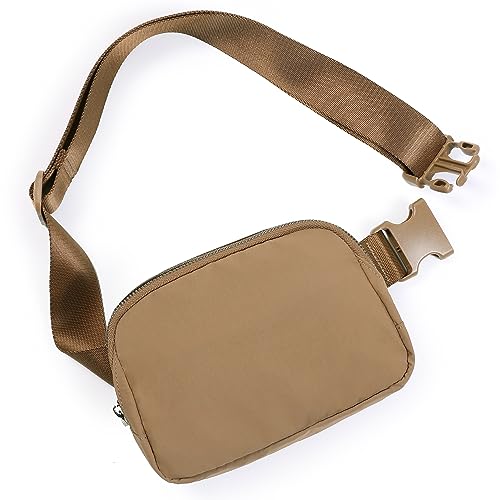 ODODOS Unisex Mini Belt Bag with Adjustable Strap Small Fanny Pack for Workout Running Traveling Hiking, Caramel - color: Caramel