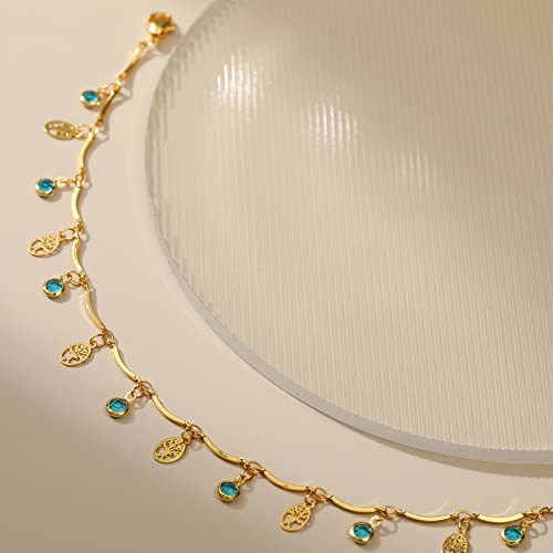 Yumikoo 18k Gold Plated Anklet Ankle Bracelets for Women - style: Cubic Zirconia