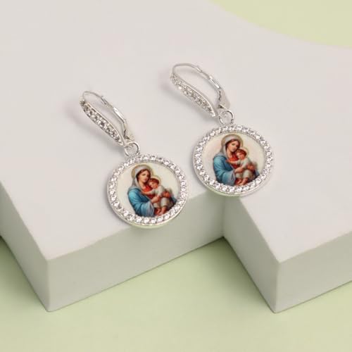 LeCalla 925 Sterling Silver Leverback Drop Earrings | Lightweight Celtic-Knot Filigree Heart Teardrop Dangle Earring for Women's Gift for Her - color: Mother Mary