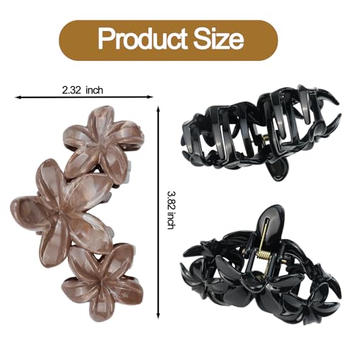 4Pcs Cute Hawaiian Flower Claw Hair Clips for Women Black Brown Large Claw Clips for Thick Thin Hair Strong Hold Beach Hair Accessories for Women and Girls - color: 29-Colorful