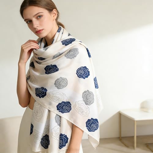 Silk Scarf Mulberry Silk Fashion Scarves Long Lightweight Shawl Wrap … - color: W24