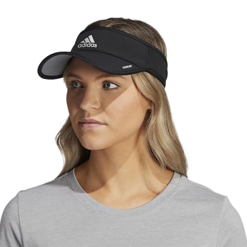 adidas Women's Superlite Visor – Lightweight Moisture-Wicking Running Tennis Hat - color: Black/Silver Reflective/3