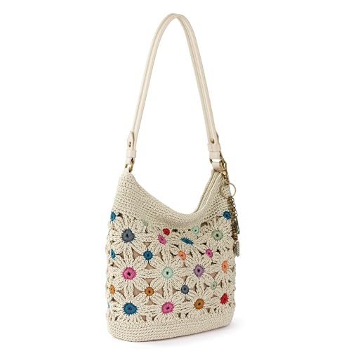 The Sak Sequoia Hobo Bag - Hand Crochet Large Women's Purse for Everyday & Travel - Durable Handbag & Tote With Zipper Pocket - color: Natural Multi Flower