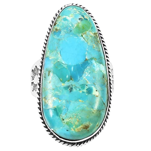Sterling Silver Genuine Gemstones & Turquoise Ring (SELECT color) - color: Turquoise