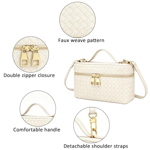Trendy Shoulder Bags for Women Mini L19 Square Box Satchel Bag Cute PU Leather Crossbody Purse with Adjustable Strap - color: Beige