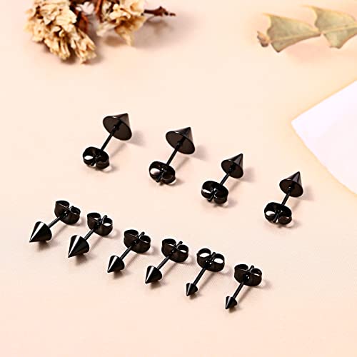 Aroncent 12PCS Stainless Steel Fake Tapers Mens Earrings Illusion Tunnel Cheater Piercing Jewelry Set for Men Women - color: Black