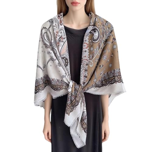 K-Elewon Large Square Scarf 51" Cotton and Linen Hand feel Scarf Fashion Scarves Hair Wrapping Scarfs Neck Scarves for Women - color: H2303