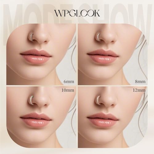 2Pcs Nose Ring Hoop Set: 14G 16G 18G 20G 316L Surgical Steel Septum Rings Hypoallergenic Body Jewelry 6/7/8/9/10/12MM Cartilage Earrings for Women Men - color: Black-2pcs cz rings