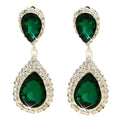 Bridal Statement Earrings for Women, Long Tassel Earrings Sparkling Rhinestones Crystals Earring Exaggerated Wedding Bridal Earrings Elegant Jewelry for Wedding Engagement Party - color: Green