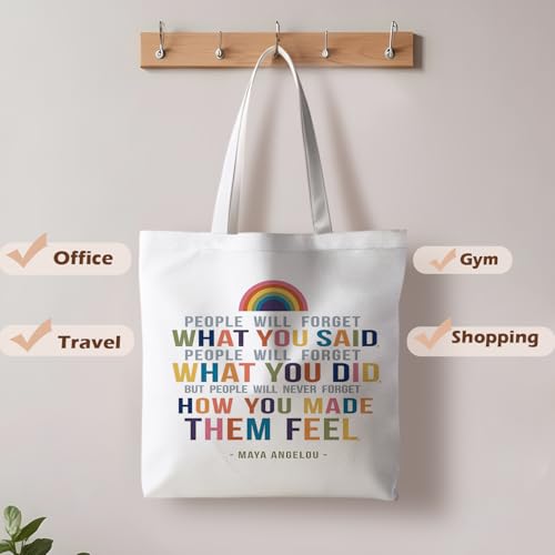 Motivational Canvas Tote Bag,Positive Affirmation Gifts for Women Men Reusable Grocery Shopping Tote Bag Purse - color: Maya Says