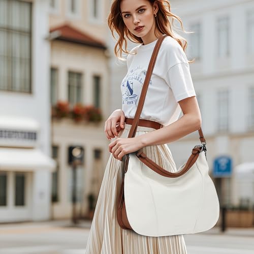 TANTOMI Hobo Bags Purses for Women, Women's Crossbody Handbags and Shoulder Bag, Multi-Pocket Large Hobo Purse - color: White