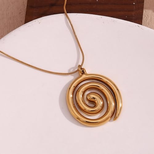 Frodete Statement Necklace for Women Chunky Gold Necklaces Long Pendant Necklace Boho Necklaces Gold Pendant Jewelry Cowboy Chic Style Cowgirl Outfit - color: Z1:Spiral Necklace