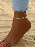 Heart Anklets for Women Crystal Tennis Chain Foot Jewelry Rhinestone Ankle Bracelets for Summer Beach Party - color: Gold/Deep Multicolor