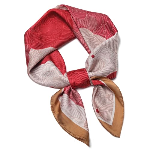 Stlvoll 27.5" Silk Neck Scarf of Women's Fashion Head Scarf Square Neck Satin Scarfs for Bag Hair Scarves Gift - color: Red