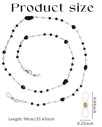Bohemia Glasses Chain for Women - Boho Sunglasses Holders Around Neck Eyeglasses Charms for Eyewear Retainer Strap - color: Black