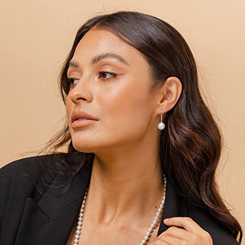 PAVOI 925 Sterling Silver Simulated Shell Pearl Earrings Leverback Dangle Studs