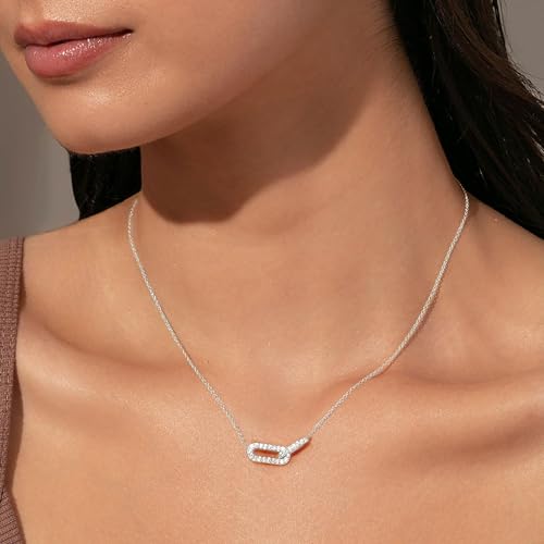 Luxval Diamond Pendant Gold Necklace for Women，Dainty 18k Gold Plated Choker Necklaces Simple Gold Jewelry Gifts for Women Girls - color: Silver-Paperclip