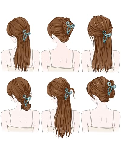Mesovor 4 Pack Elegant Bow Hair Claw Clips, Nonslip 4.3" Large Hair Grip Hairclips for Thin and Thick | Acrylic Hair Strong Hold Hair Jaw Clamps (Pink Leopard, Brown Leopard) - color: Pink Leopard, Brown Leopard