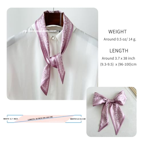 Hair Head Neck Bag Long Scarf Versatile Wrap for Women Soft & Lightweight for Everyday Chic - color: 18 Paisley Pink 3.7 X 38 Inch
