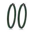 CiNily Mult-colors Crystal Stainless Steel Hoop Earring for Women Hypoallergenic Jewelry for Sensitive Ears Large Big Hoop Earrings 2" - color: Black&Emerald