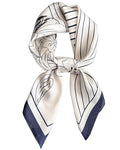 Saiusloa Neck Scarf For Womens Silky Head Scarves Hair Bandanas Square Scarf Fashion Accessories lightweight - color: 16-dark Blue Striped Iris