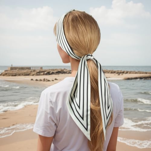 RIIQIICHY Hair Scarf for Women Like Silk Scarves Headband Neck Scarfs Twilly Purse Accessories - color: C005