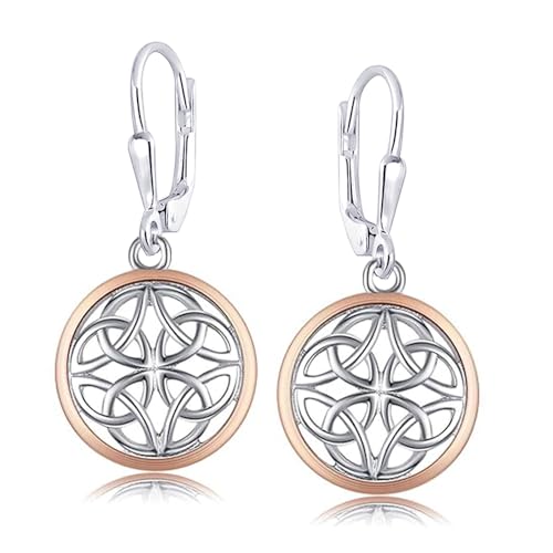 LeCalla 925 Sterling Silver Leverback Drop Earrings | Lightweight Celtic-Knot Filigree Heart Teardrop Dangle Earring for Women's Gift for Her - color: Two-Tone Celtic Knot