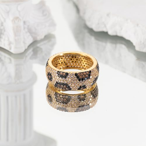 Gold Plated Leopard Ring for Women Leopard Cubic Zirconia Statement Rings for Women Men Christmas Wedding Birthday Jewelry - size: 7