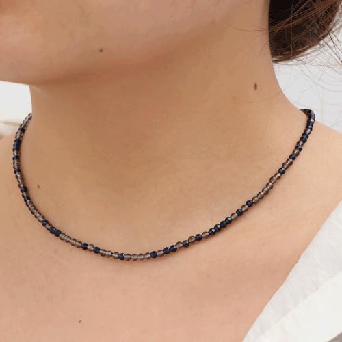 JSJOY Tiny Crystal Beaded Choker Necklaces for Women Colorful Beaded Necklace Dainty Choker Necklaces Simple Boho Jewelry Gifts for Teens Handmade Shining Bead Necklaces Gifts - color: Dark Black