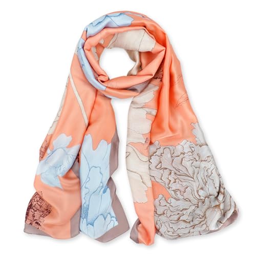 vimate 100% Large Silk Feeling Scarf-Women's Fashion Long Mulberry Silk Satin Neck Scarf Sunscreen Shawl Wrap Headscarf - color: Style 17
