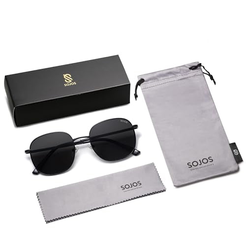 SOJOS Classic Trendy Square Sunglasses for Women Men Cute Big Frame Gold Shades SJ1137 - color: Black/Grey