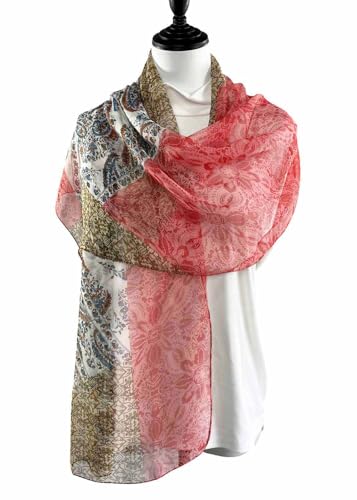 Xyueanlo Scarfs for Women Fashion Scarves Print Pattern Lightweight Sunscreen Scarf Wraps Shawls - color: Cashew Red