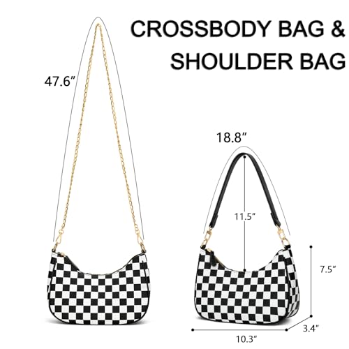 KKXIU Shoulder Bag for Women Cute Hobo Purses and Handbags Retro Clutch Underarm Purse | Cute - color: Black&white