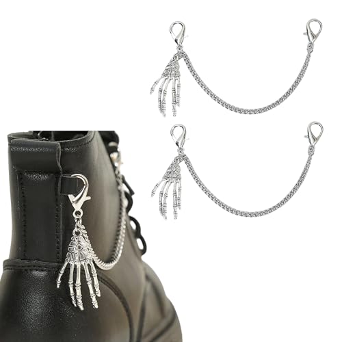 Nojess 2Pcs Punk Goth Shoe Chains Skull Boot chains Skeleton Hand Shoe Charms Shoes Sneakers Martin Boots Accessories Stuff - style: Skeleton Hand Chain