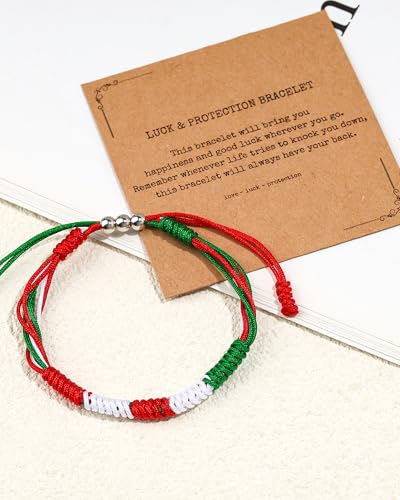 Iran Bracelet for Men Women Country Flag Color Wrist Wrap Bracelet Boho Green White and Red Patriotic String Thread Bracelets Iranian Protection and Lucky Jewelry Accessories - color: A1:iran bracelet