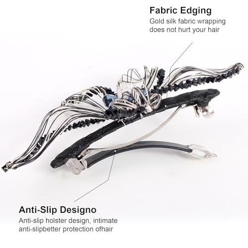 Mistofu DIY Copper Wire Metal Hand-woven High-level design Barrettes Elegant Hair Accessories, Gifts for Women Girls (black-a) - color: black-a