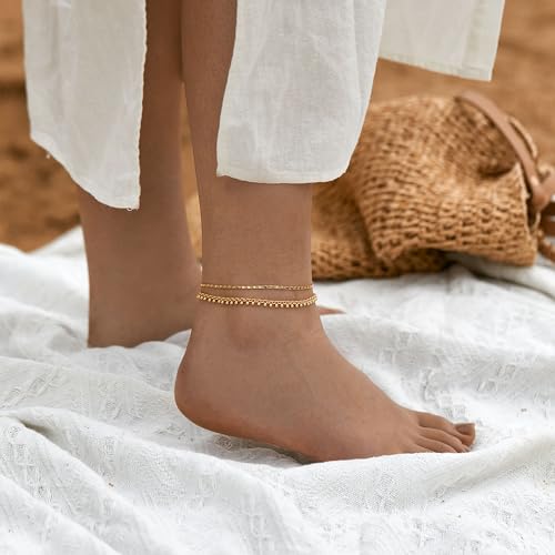 Yumikoo 18k Gold Plated Anklet Ankle Bracelets for Women - style: Gold beads string