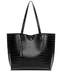 Dreubea Women's Soft Faux Leather Tote Shoulder Bag from, Big Capacity Tassel Handbag - color: Black-cro