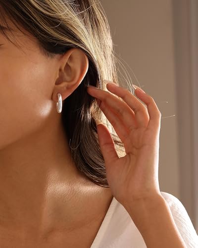 LLWOM Vintage Earrings,14k Gold Plated Gold Pearl,Moon, Star,Flower Earrings Hypoallergenic Lightweight Hoops Gifts - style: Silver Star Earrings