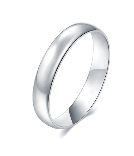 MINDDHA 14K Gold/White Gold Plated Rings for Women, Wedding Band, Stackable, Knuckle, Dainty Thumb & Pinky, Non Tarnish/Silver, Gold Rings for Women 2mm 4mm 6mm Band Sizes 4-12 - color: 4mm Silver-Tone